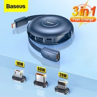 baseus magnetic cable pd 20w type c fast charging magnet charger micro usb c cable for iphone xiaomi mobile phone wire data cord