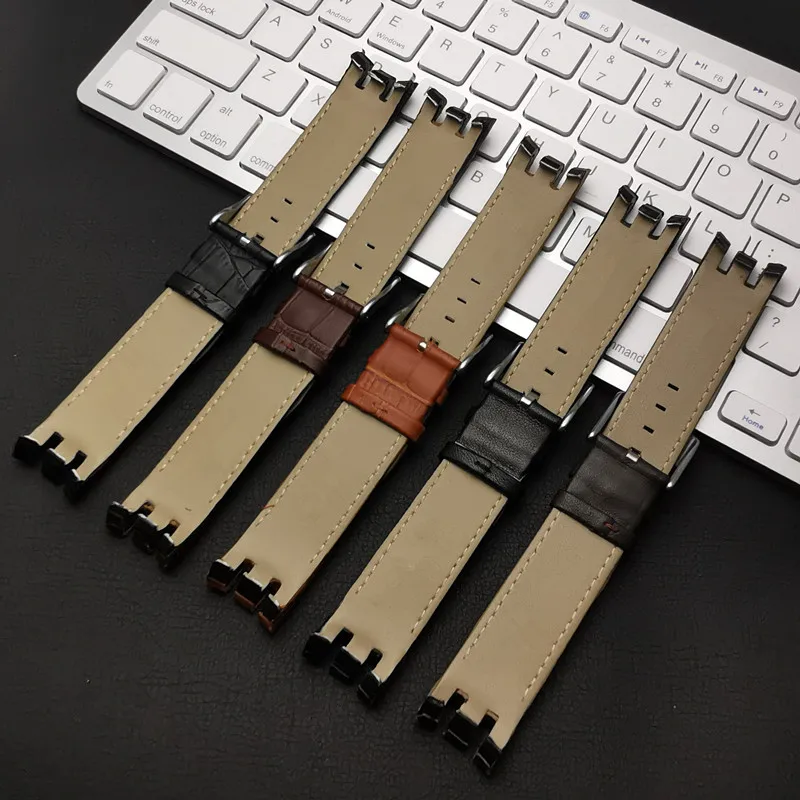 Ремешок для часов из натуральной кожи диаметром 21 мм с пряжкой язычком браслеты