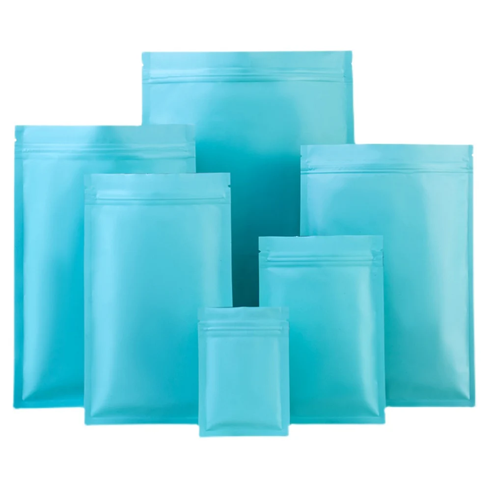 

100Pcs/lot Matte Pink Blue Mylar Foil Zip Lock Sundries Packaging Bag Waterproof Zipper Reclosable Pouches for Candy Beans