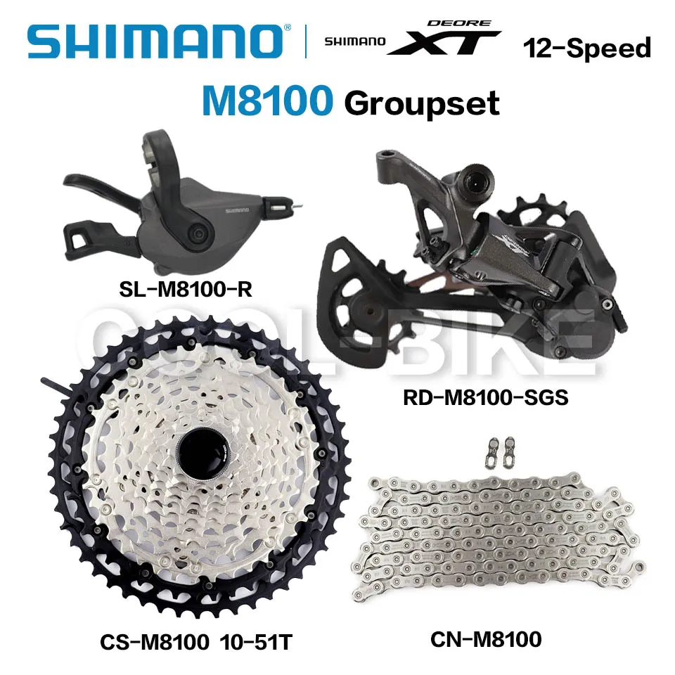 Шимано 12-скоростная группа DEORE XT M8100 Shifter Lever Rear Derailleur CSMZ901 51T Cassette M7100 KMC X12 Chain on.