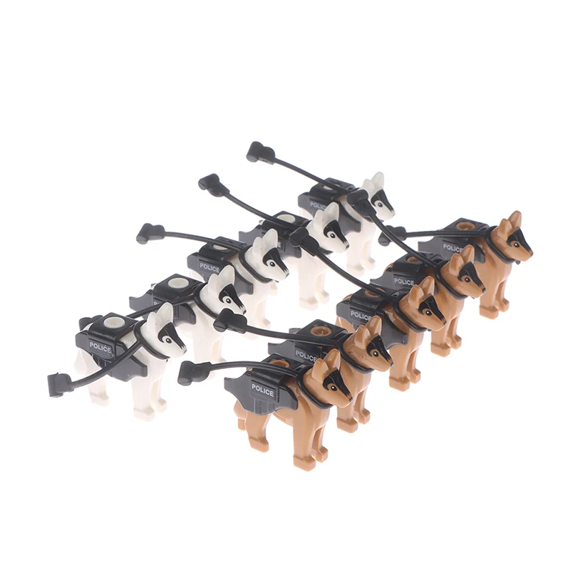 

5pcs/lot Police Dog City Mini Military Figures Building Block Brick Mini Toys