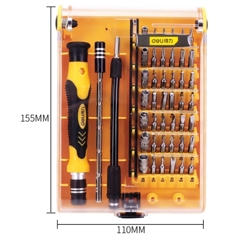 

Deli Multifunctional Precision Maintenance Electronic Screwdriver Set of 45 Pieces Maintenance Screwdriver Set DL1045D