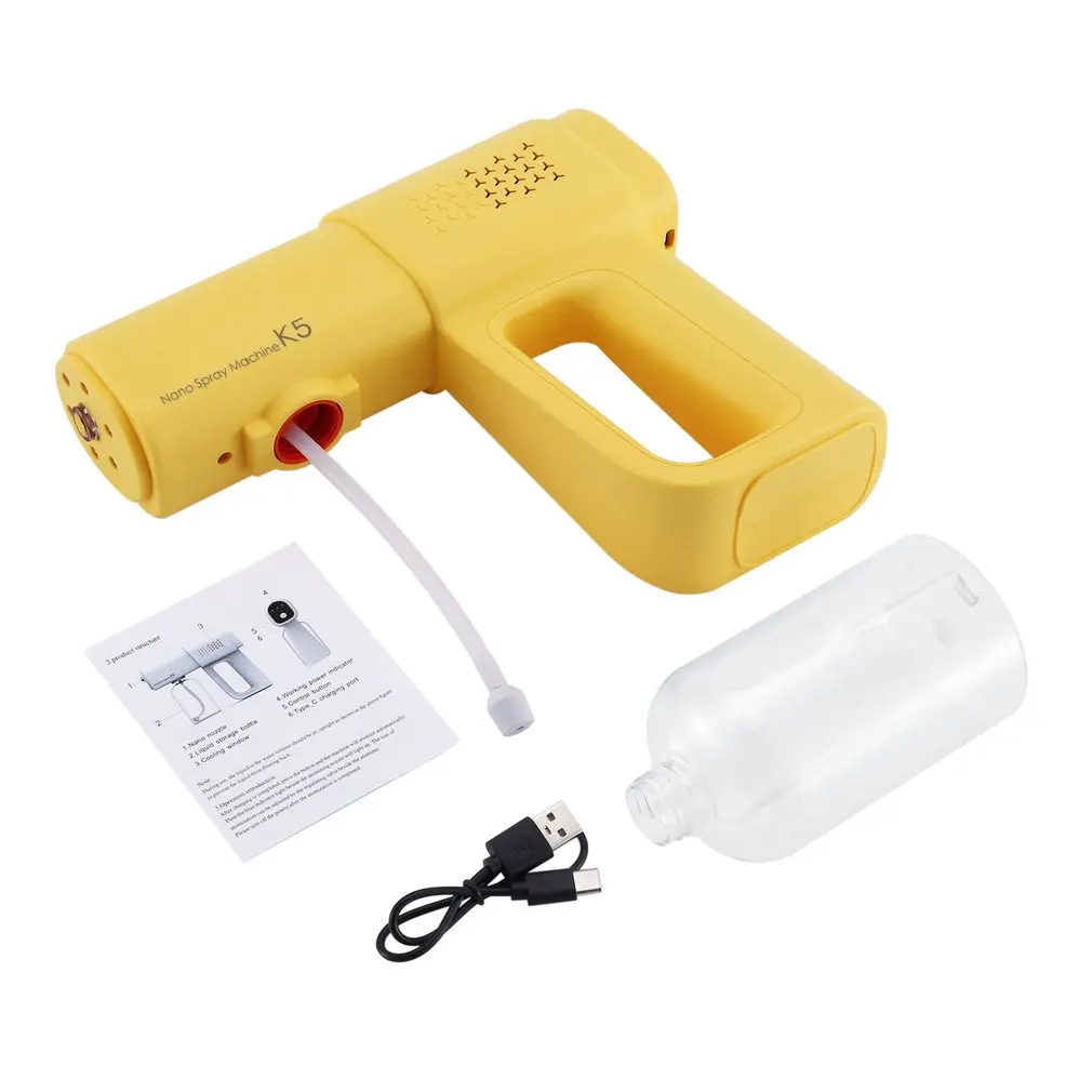 

Nano Steam Atomizing Fogger K5 USB Rechargeable Atomization Fogger Atomizing Disinfection Sprayer Handheld Portable Blue Light