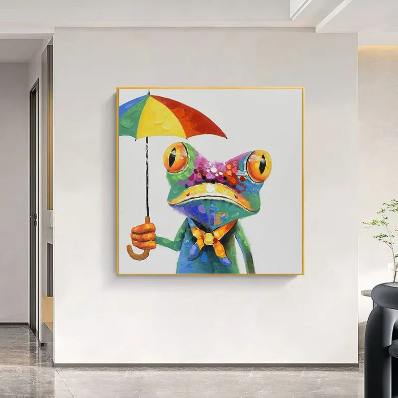 

Cartoon Frog Poster Modern Colorful Animals Canvas Art Oil Paintings Wall Art Picture for Living Room Home Decoration