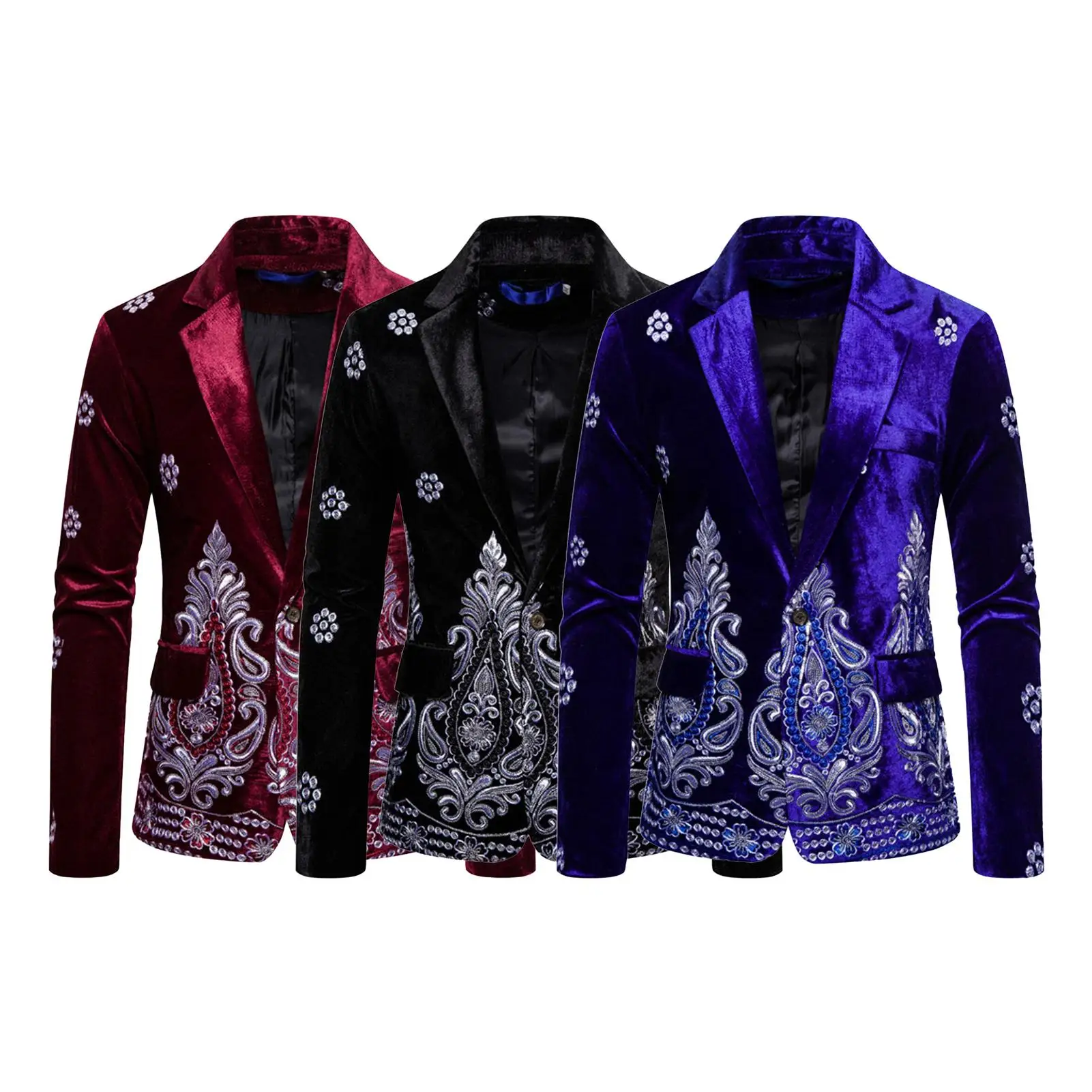 

2020 new High quality plus size S-2XL Business Suit Velvet Embroider Coat Men Cloth for Marriage Jacket Blazers