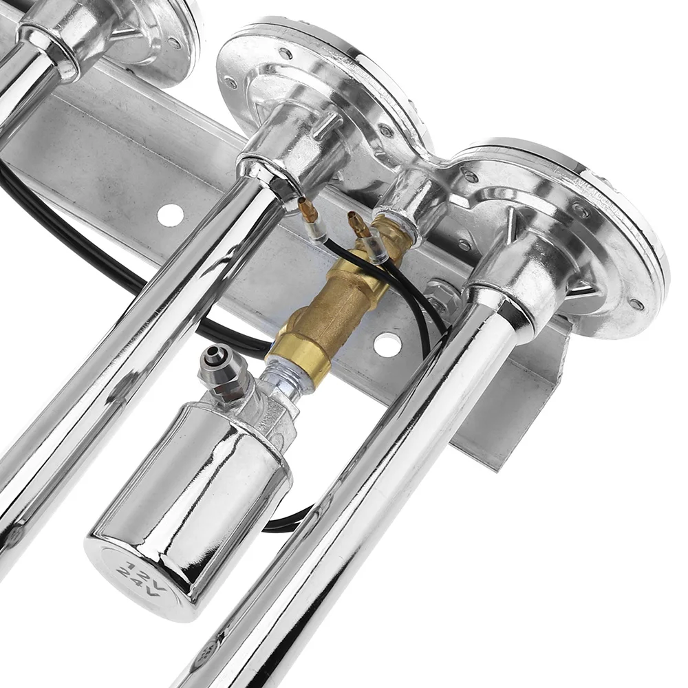 

12V-24V 185dB Super Loud Four Trumpet Air Horn Super Loud Four Tube Speaker Side by Side for Car Vehicle Truck Train Boat