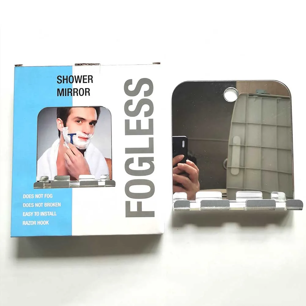 

Unbreakable Anti-fogging Bathing Mirror for Shaving Razor Hook Holder Suction Cup to Washroom Wall Fogless Travel Mirror