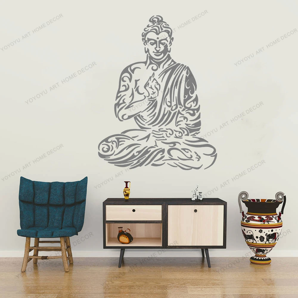 

Buddha Lotus Buddhism Yoga Vinyl Wall Garage Stickers Home Decor Living Room Art Mural Wall Decal Removable Wallpoof CX1922