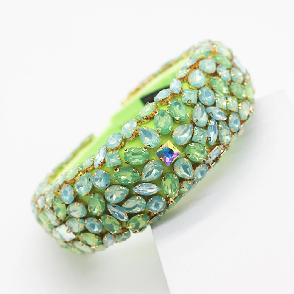 

Women Rhinestone Headband Hair Accessories Bridal Party Elegant Fashion Jewelry Soft Wide Edge Baroque Wedding Shiny Headwear