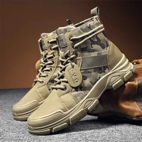 high top men safety shoe boots for mencamouflage fashion casual tooling boots stitching leather desert military boots large