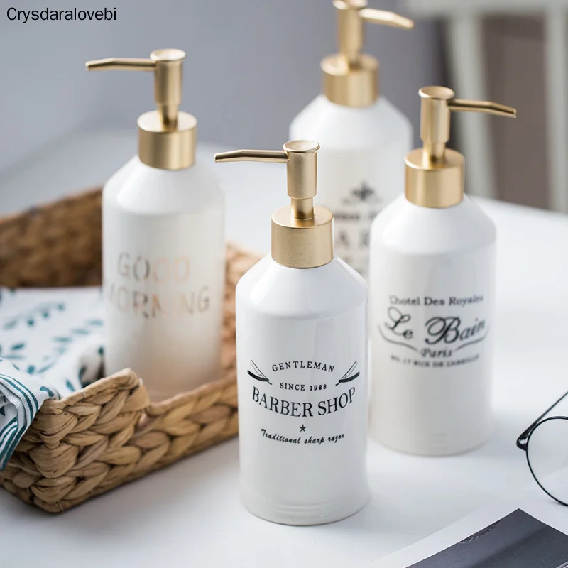 

420ml Nordic Ceramic Emulsion Empty Bottle Soap Dispenser Bathroom Liquid Soap Dish Hotel Club Hand Sanitizer Shower Gel Shampoo