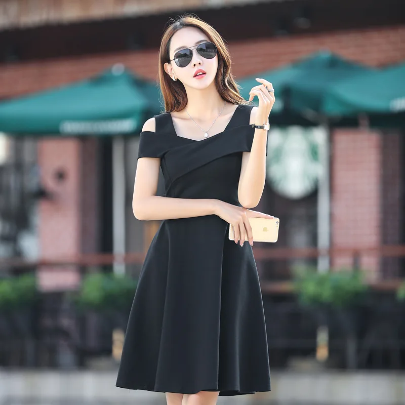

Fashion temperament commuter office ladies dress spring and summer new off-the-shoulder big waist waist long elegant slim dress