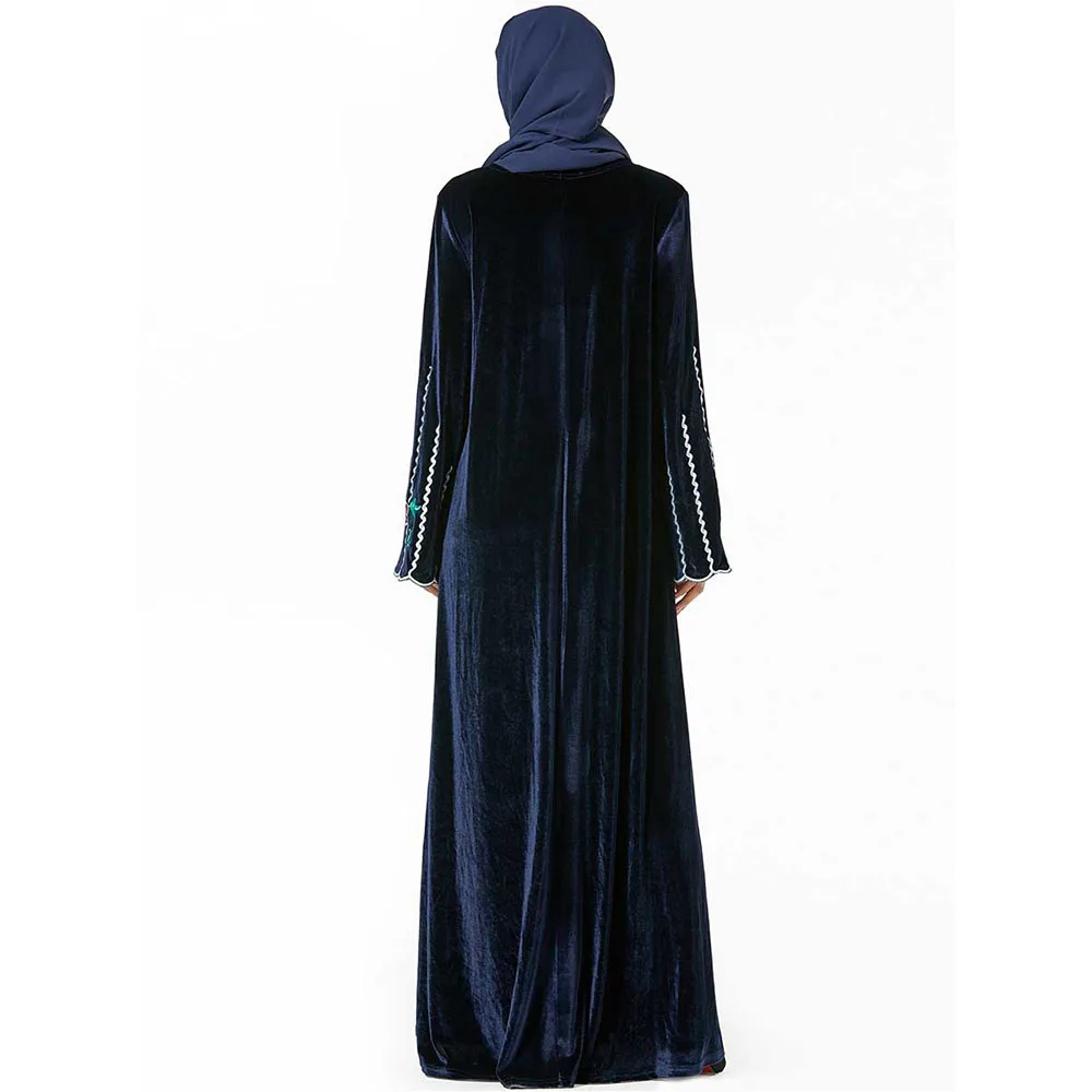 Элегантное мусульманское длинное платье с вышивкой на Среднем Востоке Золотое