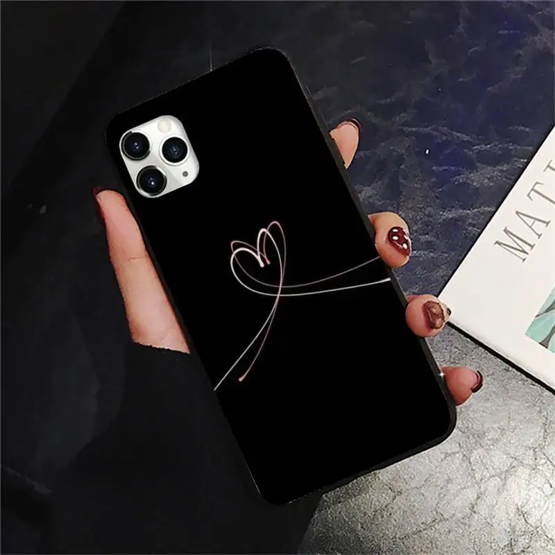 

Simple Lines Love Heart Phone Case for iPhone 11 12 pro XS MAX 8 7 6 6S Plus X 5S SE 2020 XR Soft silicone coque