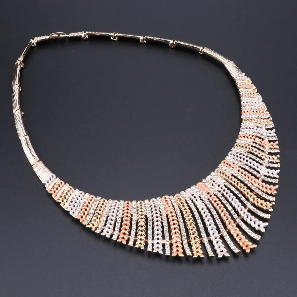 Роскошные женские свадебные ювелирные наборы Африканское ожерелье серьги