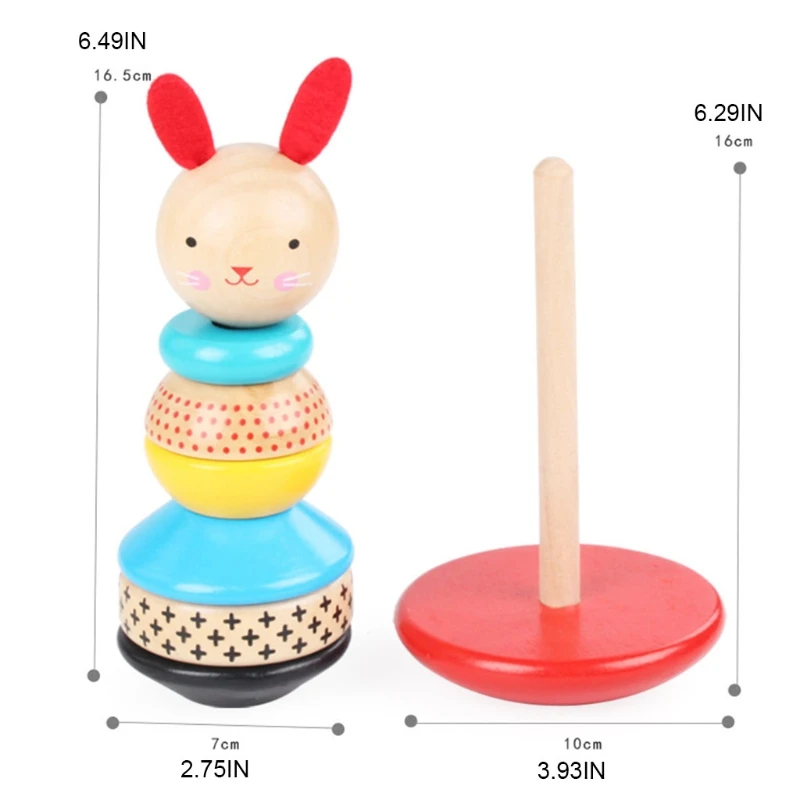 

Tumbler Stacking Block Wooden Building Block Brain Developmental Stackable Block Toy Roly-poly Rabbit Toy Geometric Toy