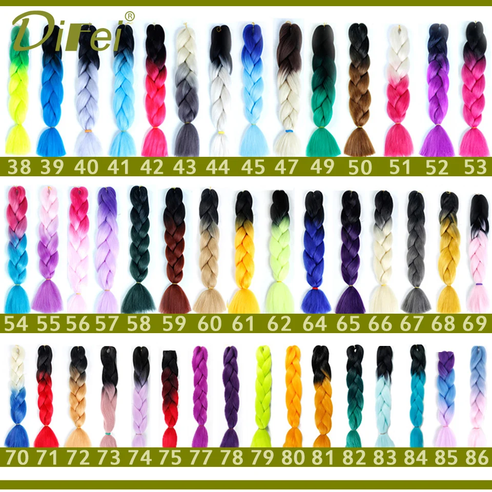DIFEI Женские 24 дюйма 100 искусственные волосы кроше крупные косички розовые зеленые