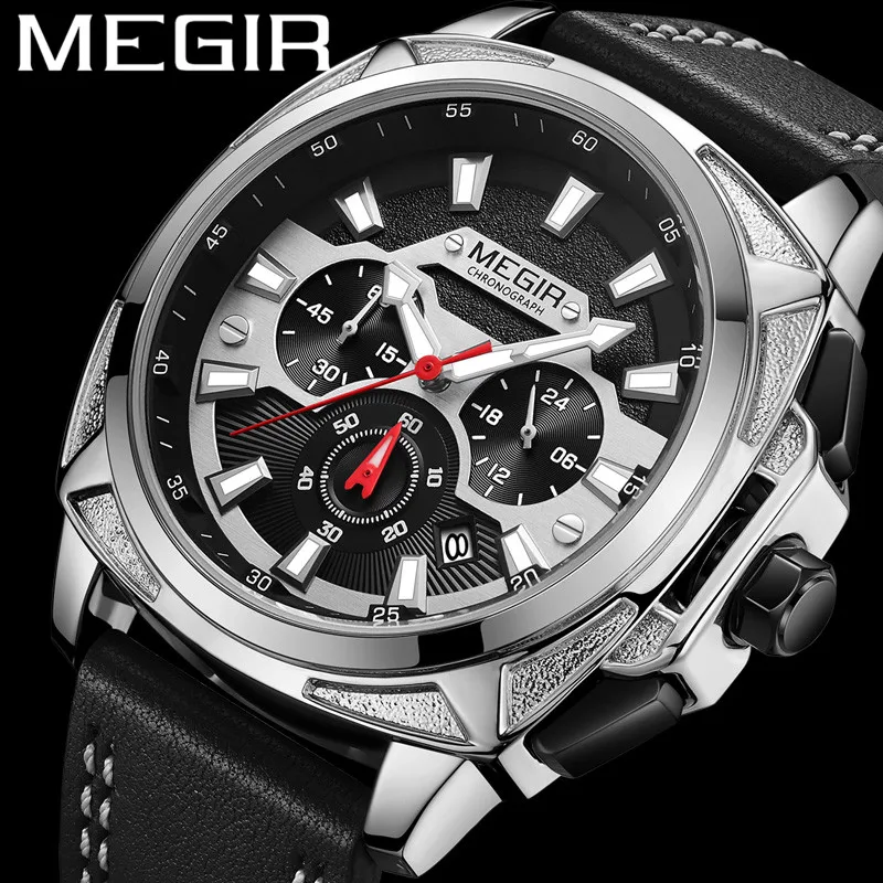 Часы MEGIR мужские в стиле милитари брендовые Роскошные спортивные классические с