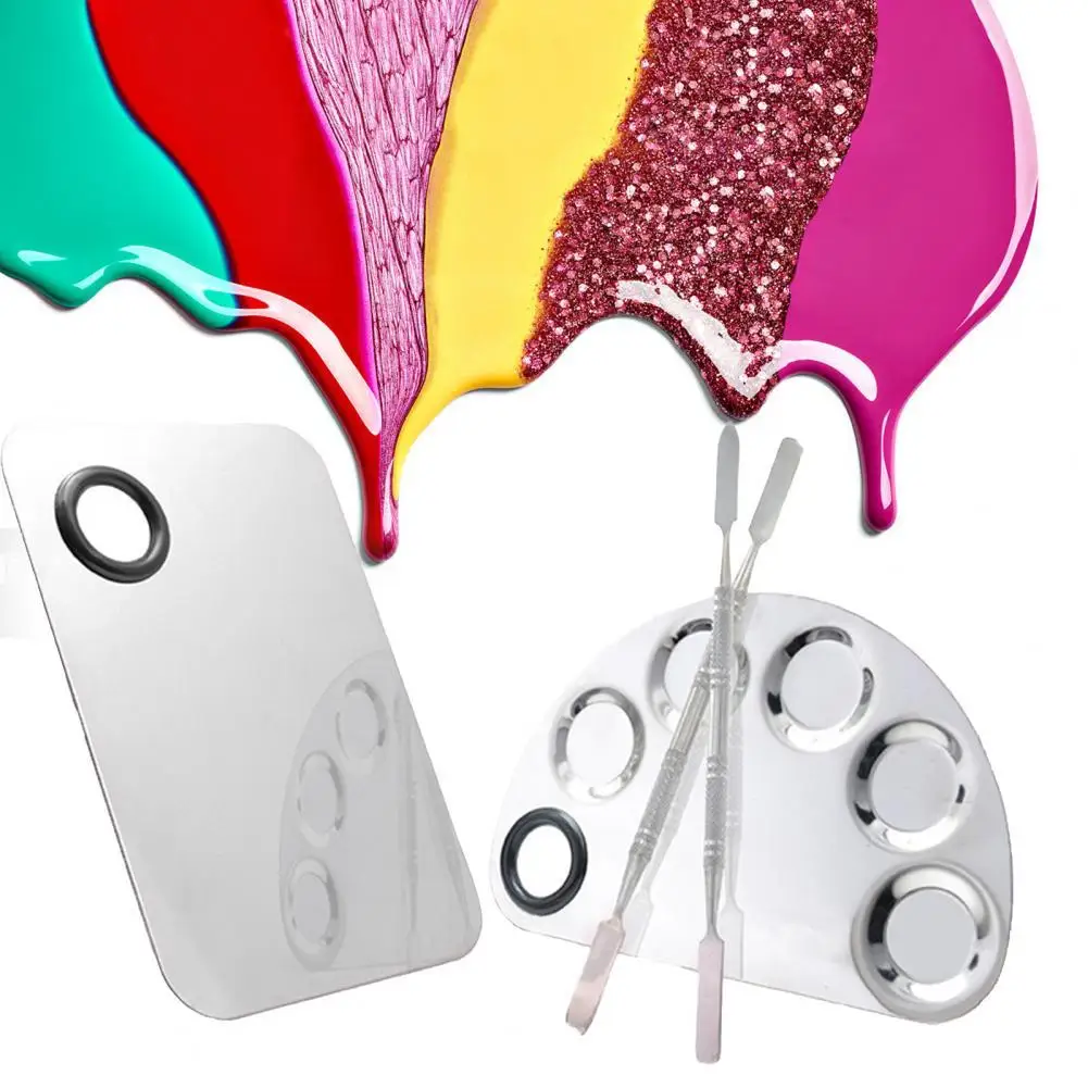 

Многофункциональная пластина для смешивания, гладкая поверхность, различные формы, из нержавеющей стали, для смешивания макияжа, цветная П...