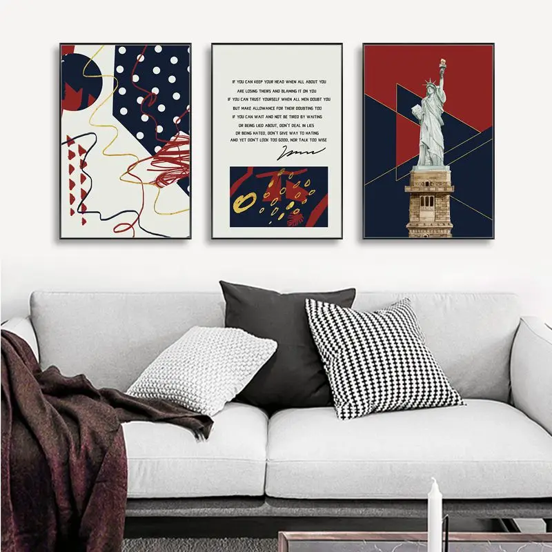 Европейский абстрактный настенный художественный плакат Статуя Свободы Холст