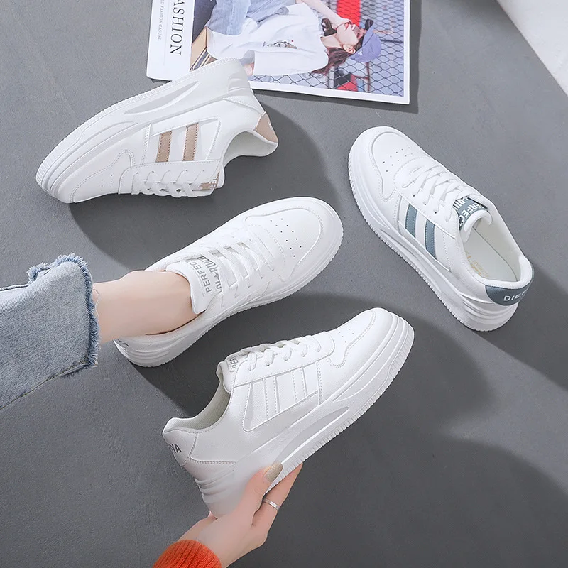

Women Fashion Sneakers Leather Platform Shoes Summer Women White Sneakers Breathable Trainers Light Weight Large Size Sneaker