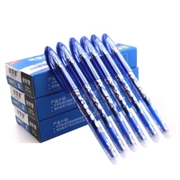 144pcsbox erasable gel pen blue ink 0 50 38mm washable handle kawaii pens refill rods for school office pen cute stationery
