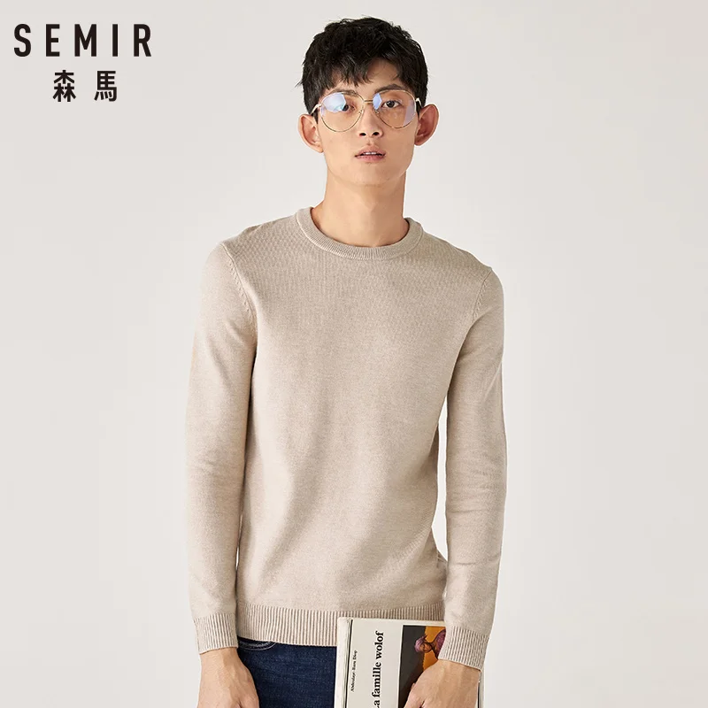 Semir пуловер свитер для мужчин молодой Зимний новый круглый вырез корейский