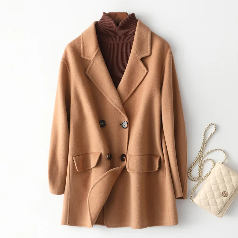 

Woollen Coat Women's Small Coat Gentle Long Wool Double Faced Cloth New Fashion Winter in 2021