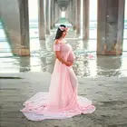 Модное платье для беременных женщин однотонное лоскутное платье с открытыми плечами и передним разрезом длина до пола фотография для беременных