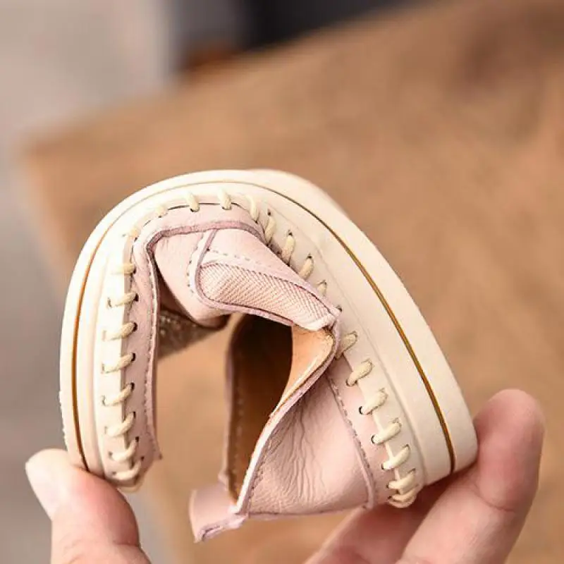 Туфли детские кожаные лоферы плоская подошва дышащие повседневная обувь