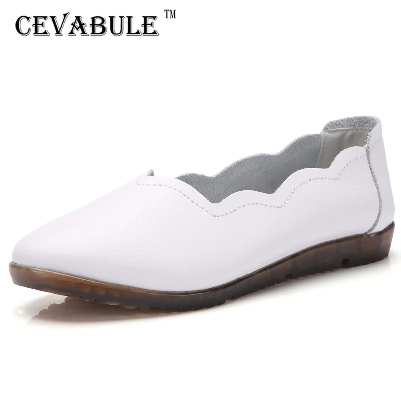 CEVABULE Gwnuine/женские кожаные тонкие туфли Дамская обувь Весенняя на плоской подошве