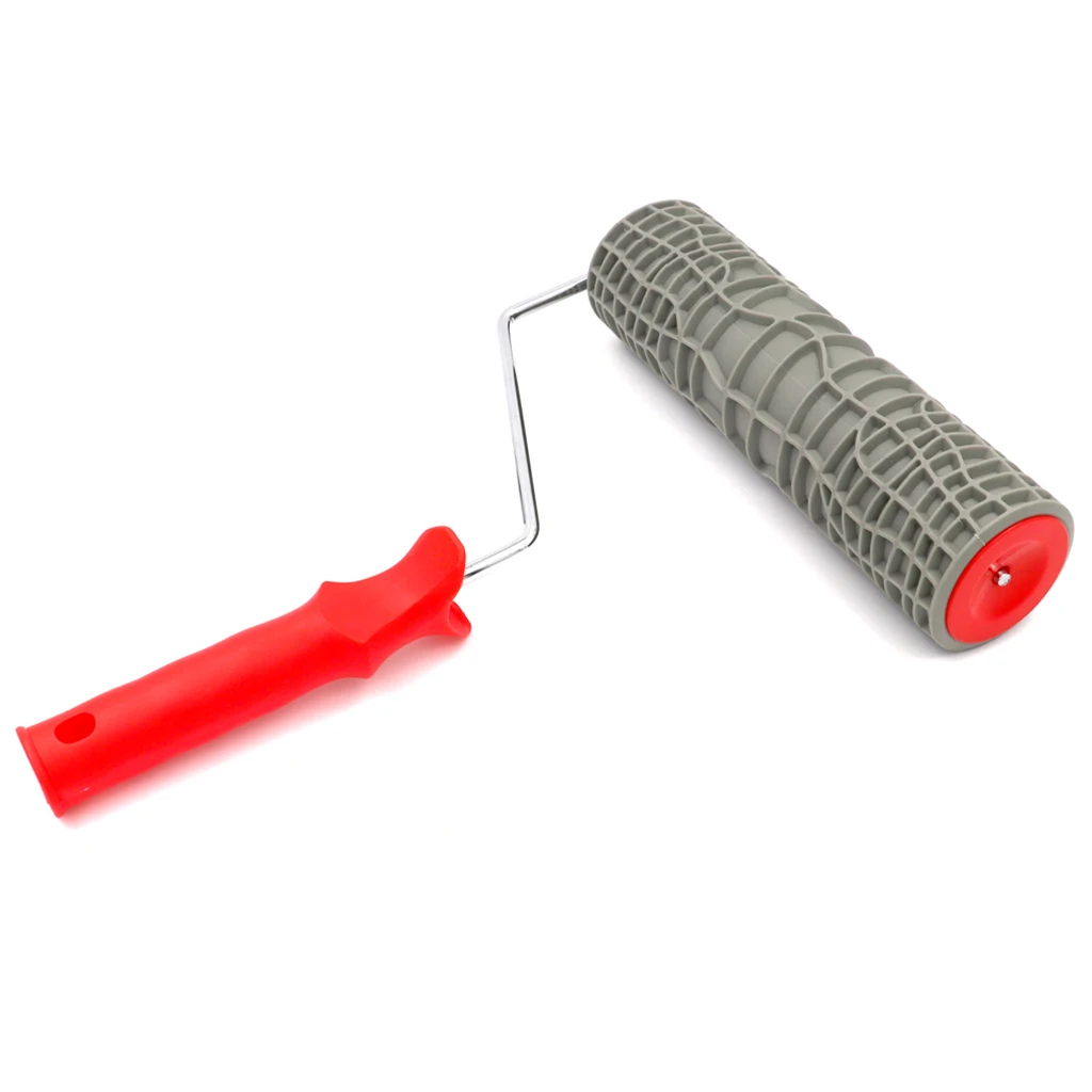 Резиновый ролик для накатки стен с ручкой и деревянным узором | Обустройство дома