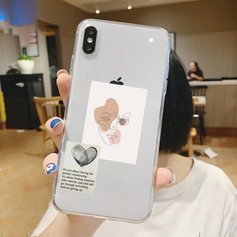 

Face Letter aesthetics Phone Case Transparent soft For iphone 5 5s 5c se 6 6s 7 8 11 12 plus mini x xs xr pro max