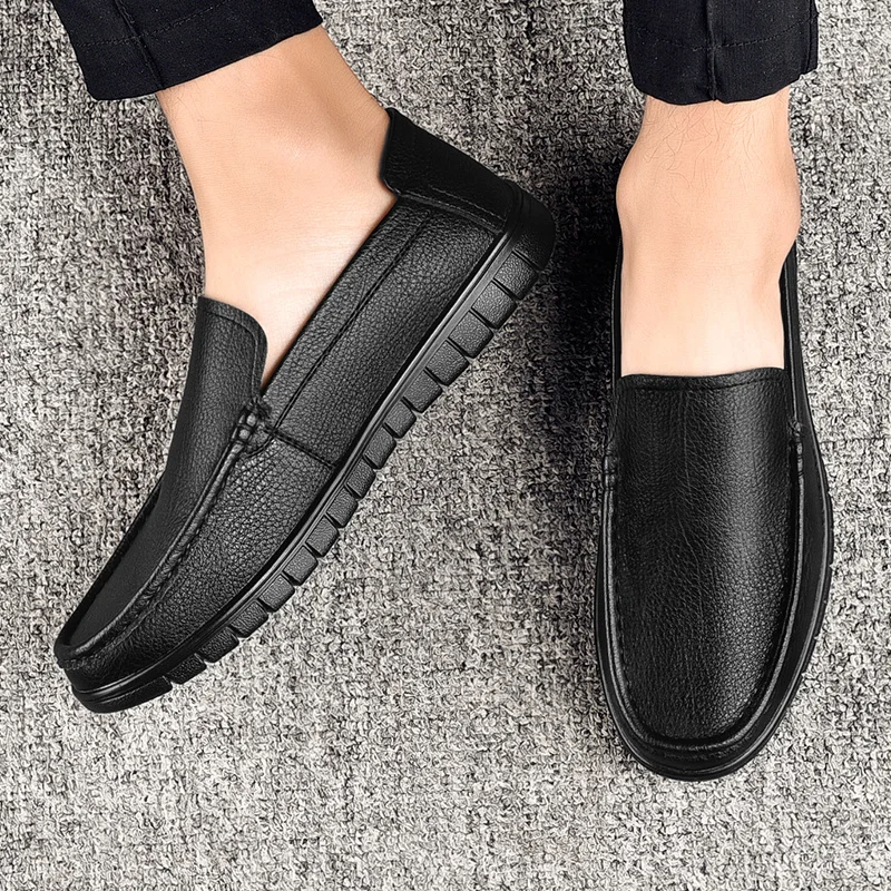 

Spring and Autumn Genuine Leather Men Shoes outdoor Men Flats Simplicity Slip on Breathable Casual Comfortable Men's shoes