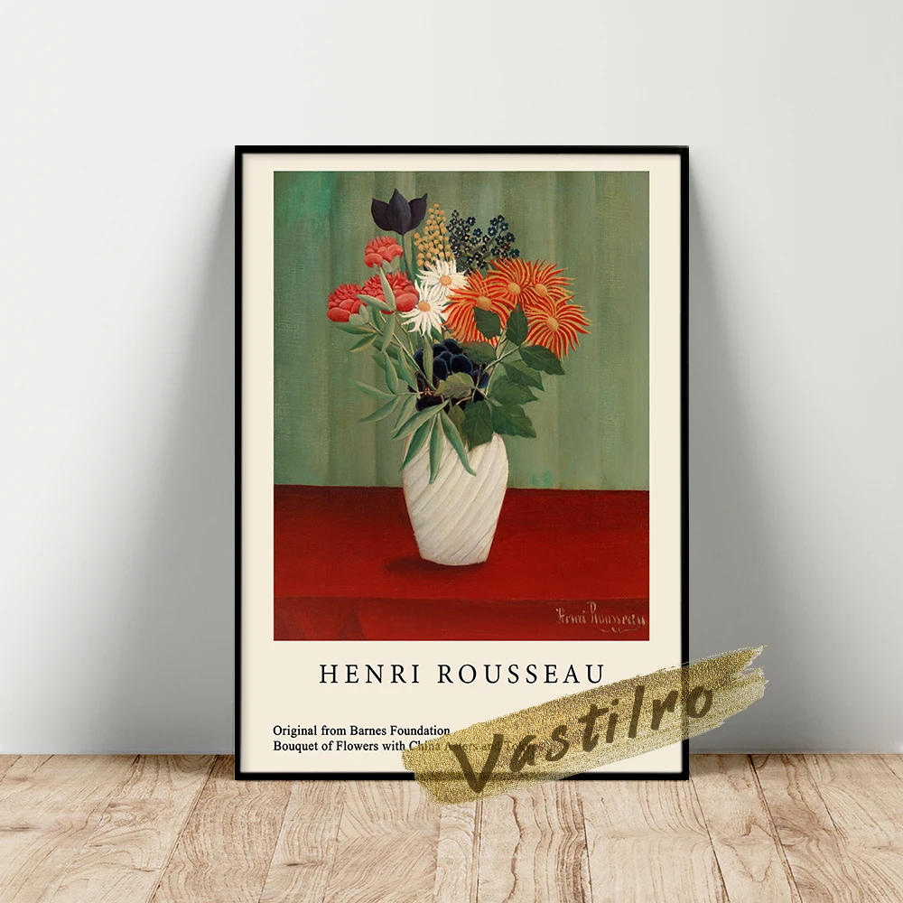 

Henri Rousseau Exhibition Poster, Bouquet Of Flowers With China Asters And Tokyos Wall Picture, Rousseau Vintage Plant Prints