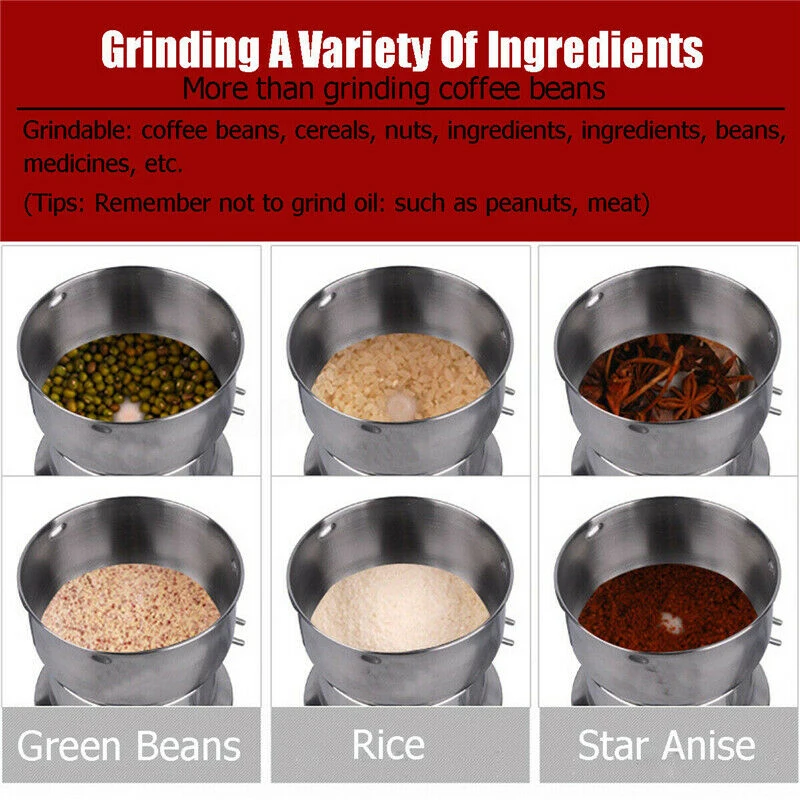 

1PCS Electric Coffee Bean Grinder Multifunction Mill Spice Herbs Pulverizer Grinding Machine Stainless Steel Kitchen Grinder