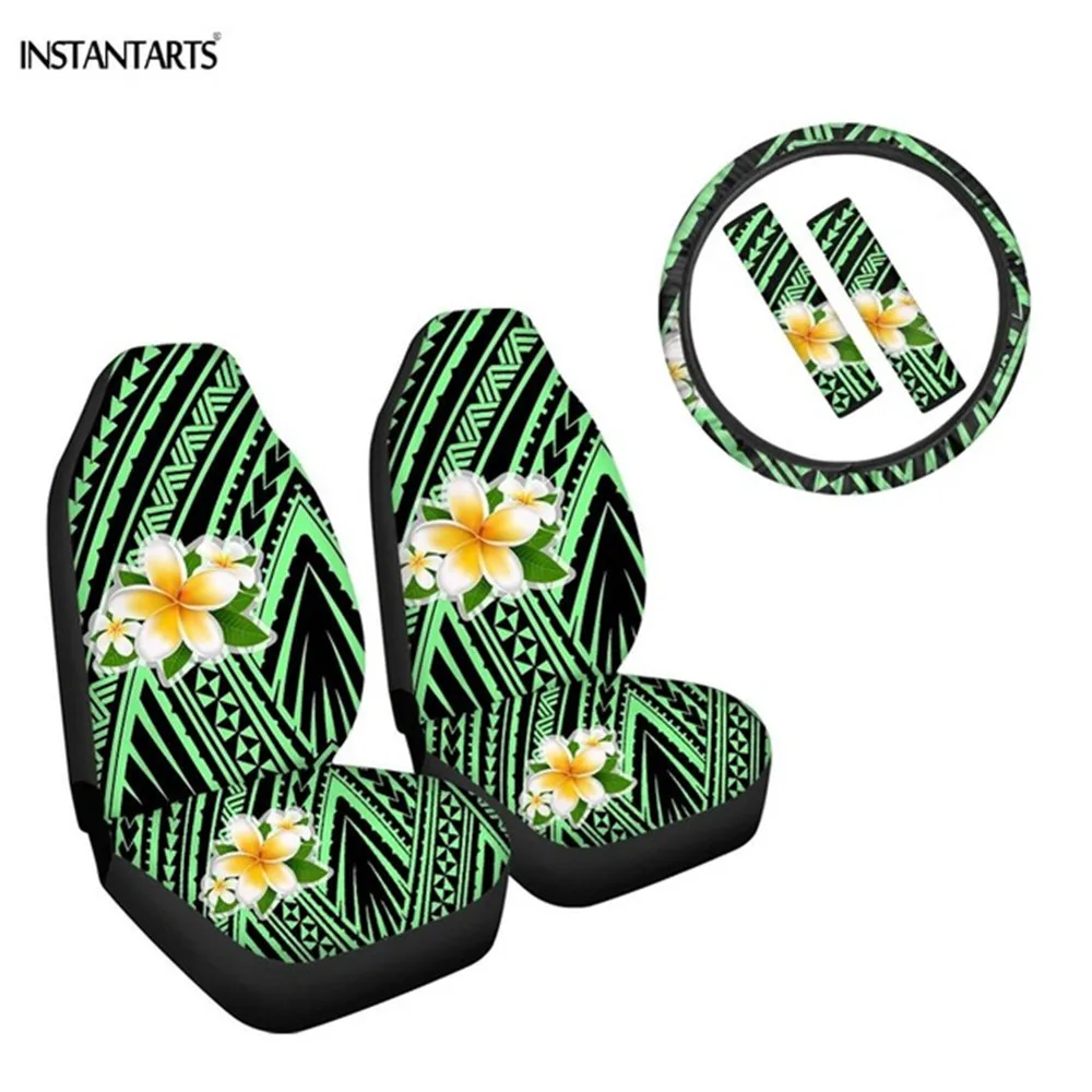 

Чехлы для автомобильных сидений INSTANTARTS, полинезийские, в африканском стиле с цветочным принтом плюмерии, легкая чистка, цвет чехол рулевого ...