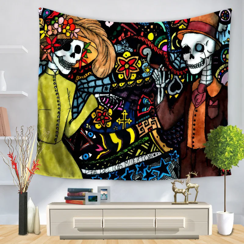 Гобелен с рисунком мандалы черепа 3D хиппи экзотический гобелен полиэстер