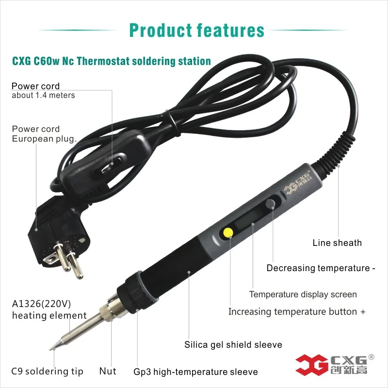 Новый CXG C90W паяльник с ЖК дисплеем регулируемой температурой NC T Цифровая