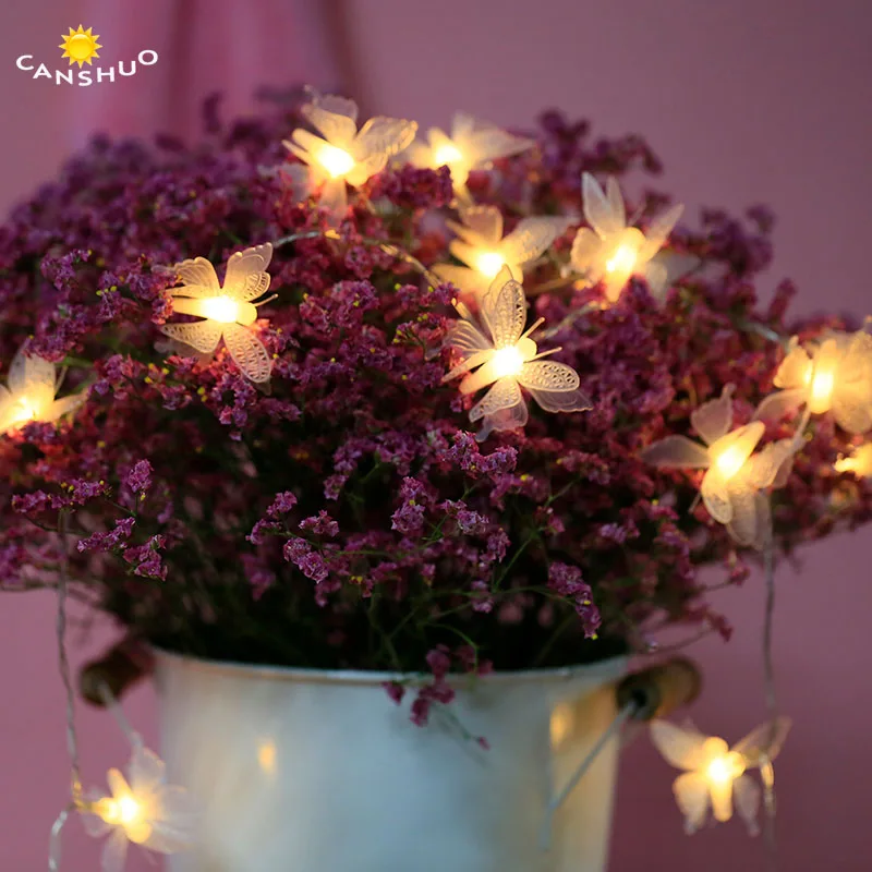 Гирлянда с батарейкой-бабочкой уличная Светодиодная лампа разных цветов