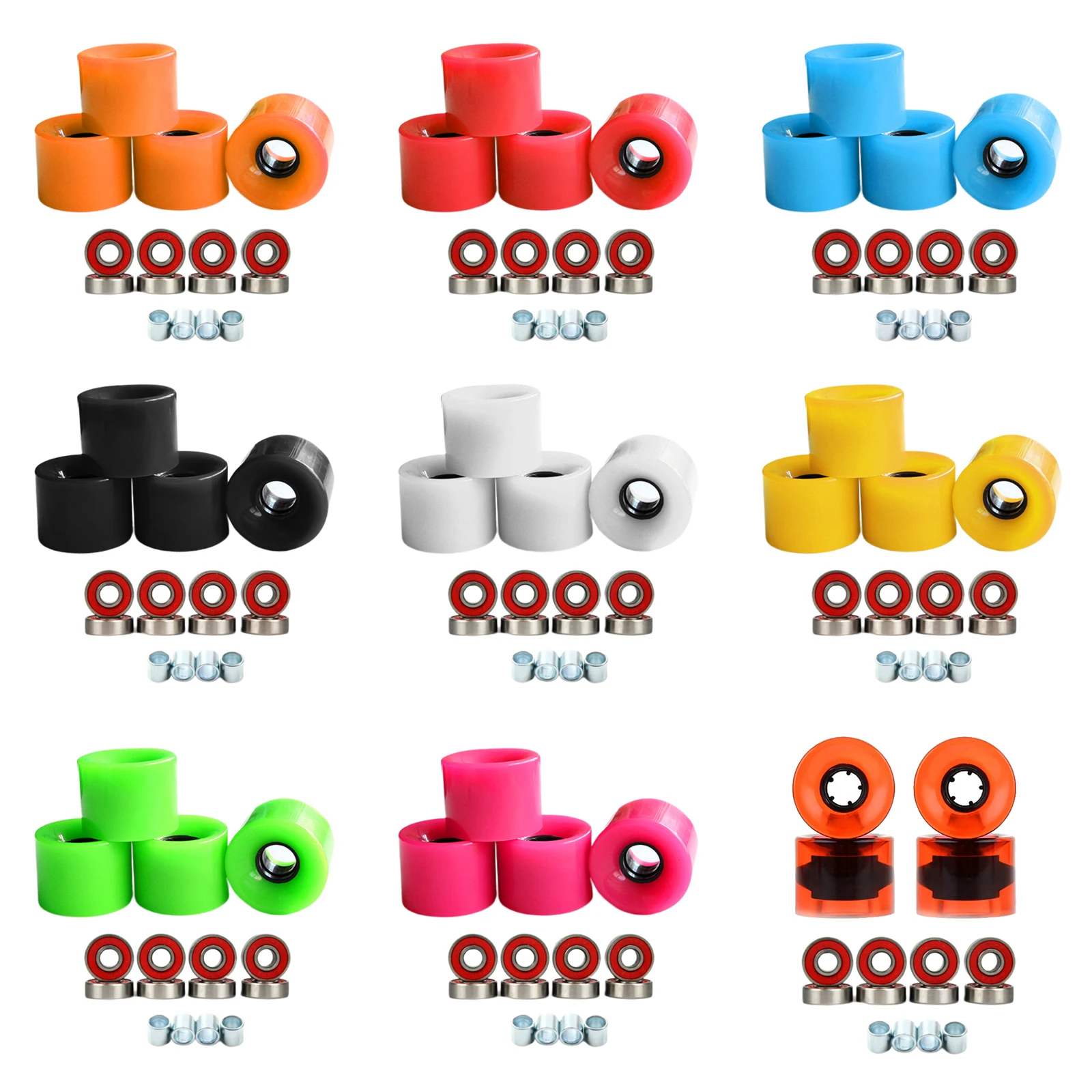 

4pcs 78A 60mm Longboard Wheels PU Material Skate Roller Skateboard Part Wheels Replacement Accessories