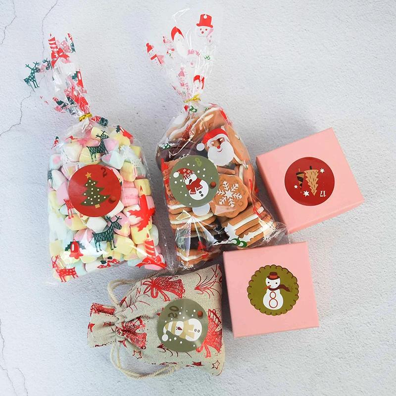 Счастливого Рождества Рождественский календарь количество стикеры DIY конфеты