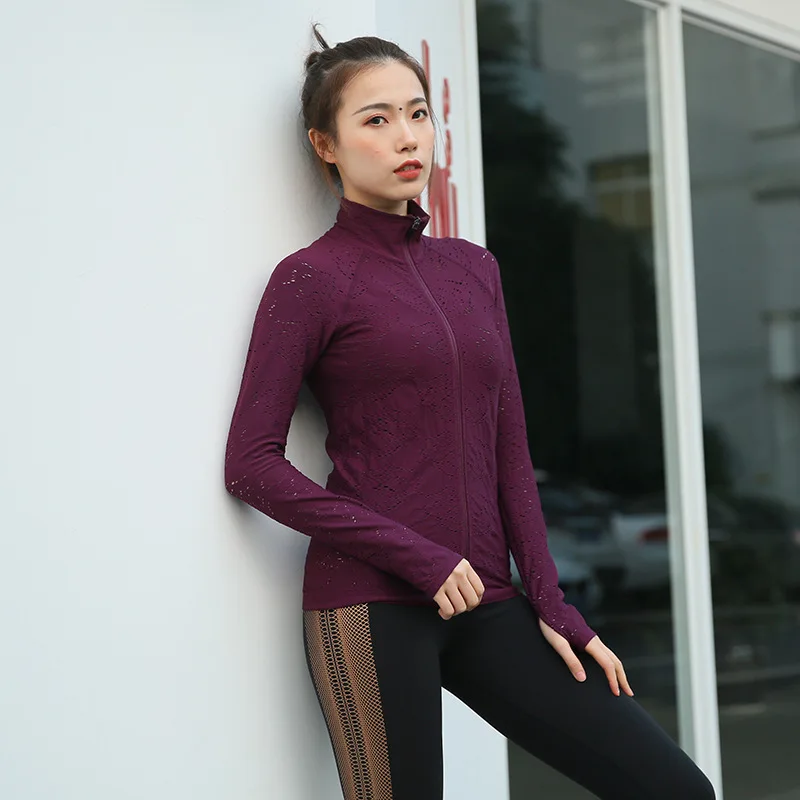 Женские Полые спортивные топы на молнии футболка для спортзала или йоги с