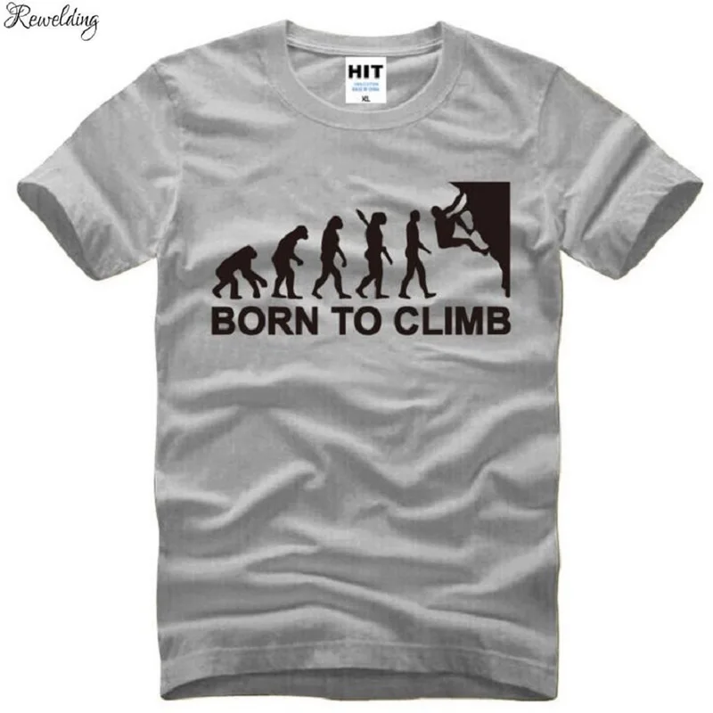 

Born To Climb Evolution T Shirts Men Short Sleeve O Neck Cotton Men's T-Shirt Summer Fitness T Shirt For Men Camisetas Hombre