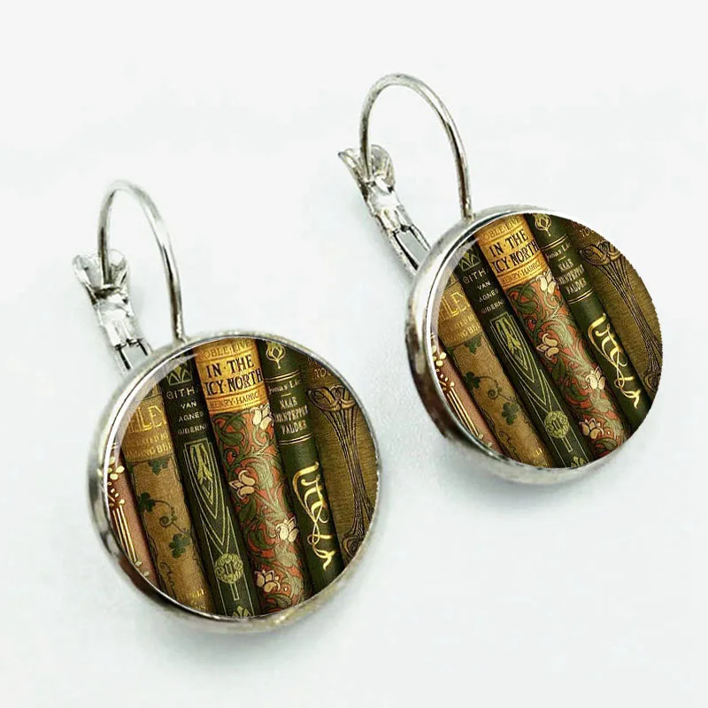 Антикварная стопка книг серьги куртки винтажные книги ювелирные изделия из