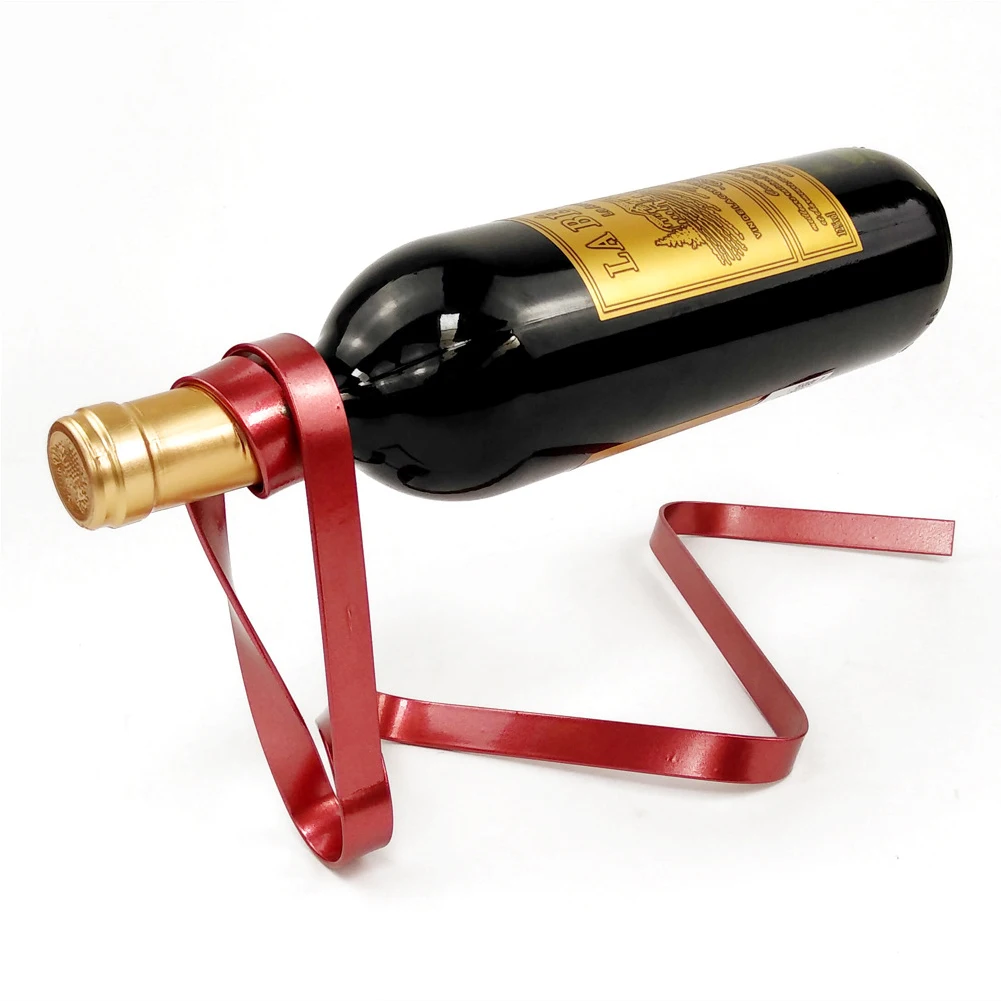 

Display Rack Restaurant Stylish Tabletop Gift Bar Storage Wine Bottle Holder Anti Gravity Iron Ribbon Suspension Magic Floating