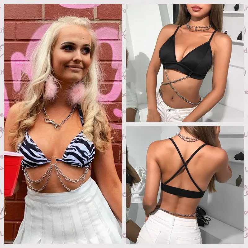 Женское нижнее белье с цепочкой облегающее открытой спиной новинка ins Street