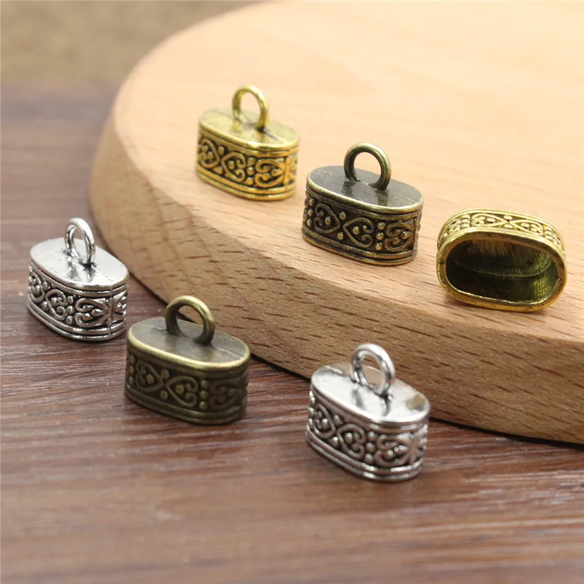 20 шт. наконечники для обжима шнура в античном золотистом и серебряном цвете