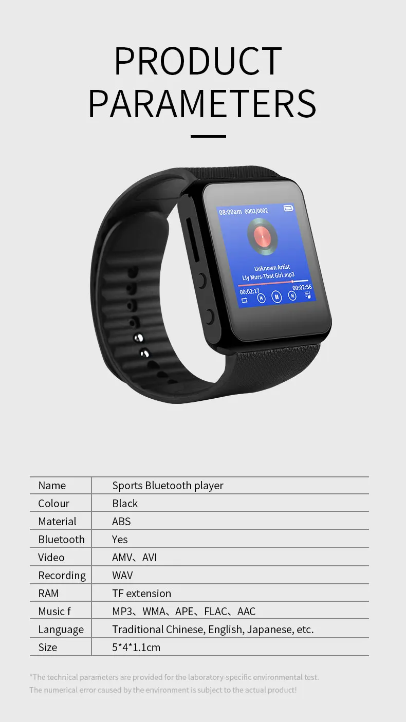 Bluetooth часы mp3 с HiFi звуком сенсорный экран HD цветной экран Портативные умные часы для бега mp3 музыкальный плеер