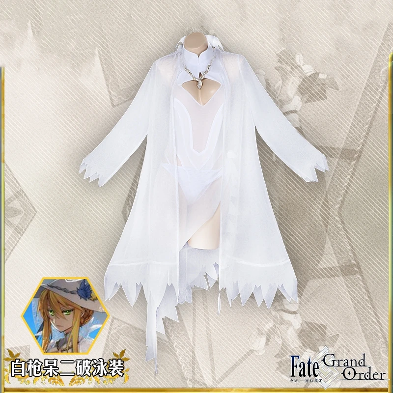 Аниме Fate/Grand Order Altria Pendragon сексуальный купальник костюм для косплея + шляпа шейный